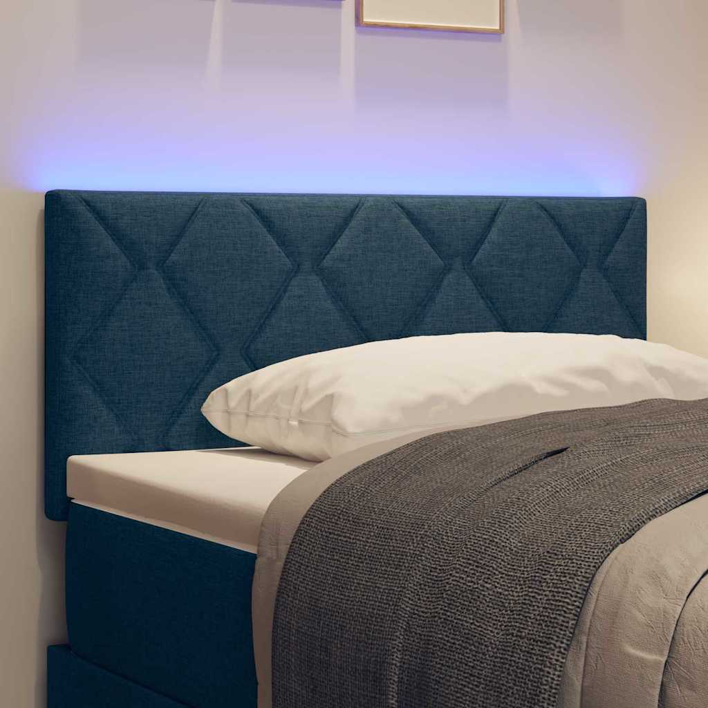 Headboard with LED Strip Lights Adjustable Blue 90 cm Fabric